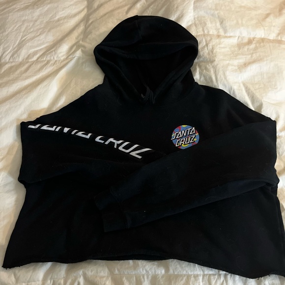 Cropped Black Santa Cruz Hoodie - Picture 3 of 4